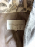 JOHN CHARLES SILVER GREY SILK PRINT DRESS & JACKET SIZE 22