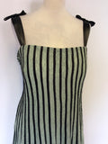 JACQUES VERT LIGHT GREEN & DARK GREY DRESS & BOLERO JACKET SIZE 20