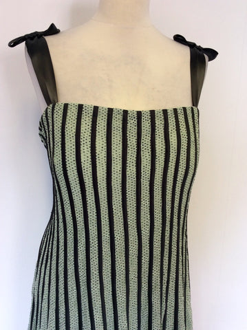 JACQUES VERT LIGHT GREEN & DARK GREY DRESS & BOLERO JACKET SIZE 20