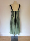 JACQUES VERT LIGHT GREEN & DARK GREY DRESS & BOLERO JACKET SIZE 20
