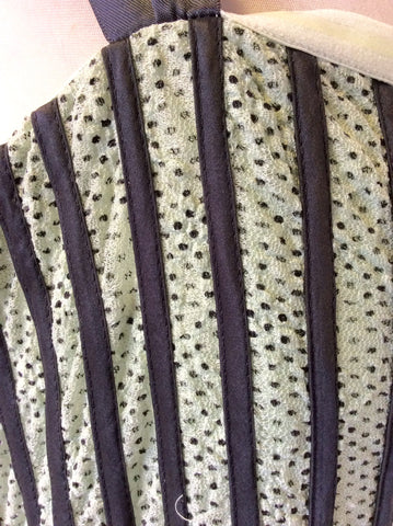 JACQUES VERT LIGHT GREEN & DARK GREY DRESS & BOLERO JACKET SIZE 20