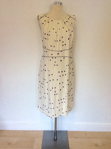 JACQUES VERTS PURPLE & IVORY DRESS & BOLERO JACKET SIZE 20