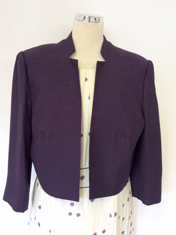 JACQUES VERTS PURPLE & IVORY DRESS & BOLERO JACKET SIZE 20