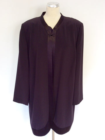 WINDSMOOR DARK PURPLE LONG JACKET, TOP AND TROUSER SUIT SIZE 18