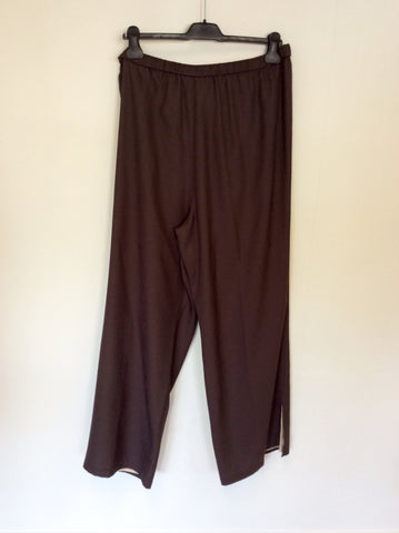 JACQUES VERT BROWN & CREAM EMBROIDERED TRIM JACKET & TROUSER SUIT SIZE XL