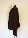 BRAND NEW MARKS & SPENCER AUTOGRAPH BROWN PINSTRIPE LINEN BLEND JACKET SIZE 22