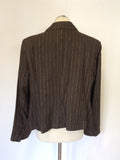 BRAND NEW MARKS & SPENCER AUTOGRAPH BROWN PINSTRIPE LINEN BLEND JACKET SIZE 22