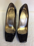 OFFICE BLACK PATENT LEATHER SQUARE TOE HEELS SIZE 5/38