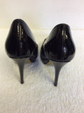 OFFICE BLACK PATENT LEATHER SQUARE TOE HEELS SIZE 5/38