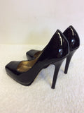 OFFICE BLACK PATENT LEATHER SQUARE TOE HEELS SIZE 5/38