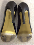 OFFICE BLACK PATENT LEATHER SQUARE TOE HEELS SIZE 5/38