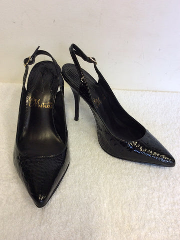 MISTRESS BLACK PATENT CROC SLINGBACK HEELS SIZE 5/38