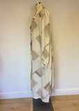 CAVIAR CREAM & LIGHT BROWN PRINT SLEEVELESS TOP & DUSTER COAT SIZE 20