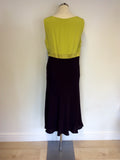 FENN WRIGHT MANSON LIME GREEN & MULBERRY SILK DRESS & JACKET SIZE 16