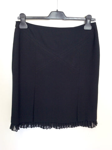 KAREN MILLEN BLACK PLEATED TRIM SKIRT SIZE 10