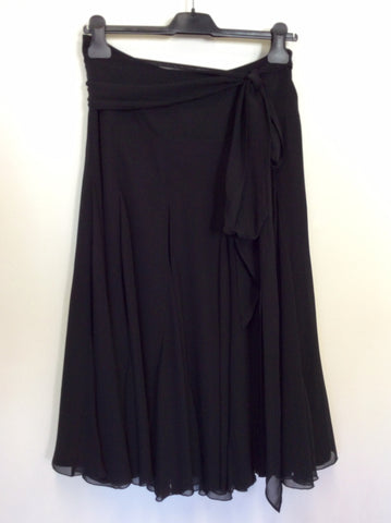 COAST BLACK FULL FLOATY SKIRT WITH TIE BELT SIZE 12