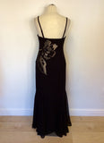 COAST BLACK & GOLD EMBROIDERED LONG EVENING DRESS SIZE 12