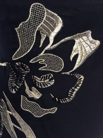 COAST BLACK & GOLD EMBROIDERED LONG EVENING DRESS SIZE 12