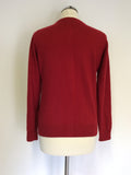 PURE COLLECTION RED CASHMERE CREW NECK CARDIGAN SIZE 12