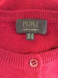 PURE COLLECTION RED CASHMERE CREW NECK CARDIGAN SIZE 12