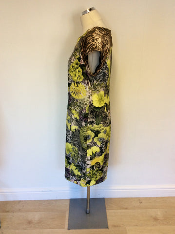 MARCCAIN FLORAL PRINT PENCIL DRESS & MATCHING SILK SCARF SIZE N5 UK 16