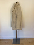 RIANI BEIGE & WHITE FAUX FUR FEEL COAT SIZE 14