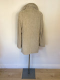 RIANI BEIGE & WHITE FAUX FUR FEEL COAT SIZE 14