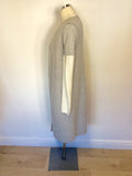 MINT VELVET LIGHT GREY & WHITE JUMPER AND LONG SLEEVELESS CARDIGAN SIZE 14
