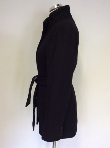 REISS BLACK JOSEPHINA WOOL BLEND FUNNEL NECK COAT SIZE S