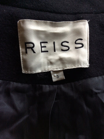 REISS BLACK JOSEPHINA WOOL BLEND FUNNEL NECK COAT SIZE S