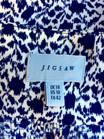 JIGSAW NAVY BLUE & WHITE FLORAL PRINT TEA DRESS SIZE 14