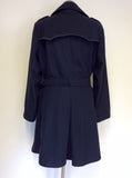 MARKS & SPENCER AUTOGRAPH DARK BLUE BELTED COAT SIZE 16