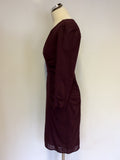 WHISTLES BURGUNDY SILK PENCIL DRESS SIZE 10