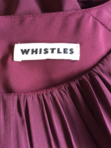 WHISTLES BURGUNDY SILK PENCIL DRESS SIZE 10
