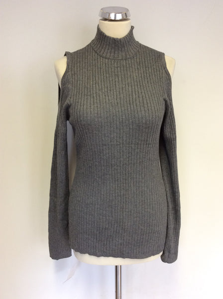 BRAND NEW VERVE AMI GREY RIBBED COLD SHOULDER JUMPER SIZE XL