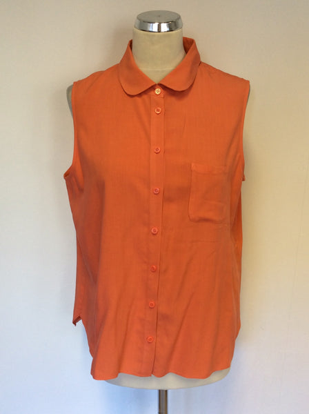 HOBBS NW3 CORAL ORANGE SLEEVELESS BLOUSE SIZE 14