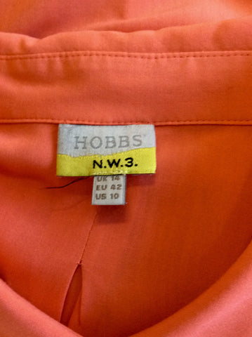 HOBBS NW3 CORAL ORANGE SLEEVELESS BLOUSE SIZE 14