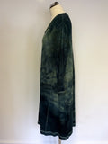SAHARA GREEN TIE DYE PURE WOOL LONG SLEEVE DRESS SIZE M
