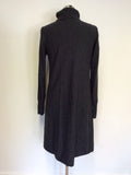 HOBBS DARK GREY POLO NECK LONG SLEEVE MERINO WOOL KNIT DRESS SIZE 12