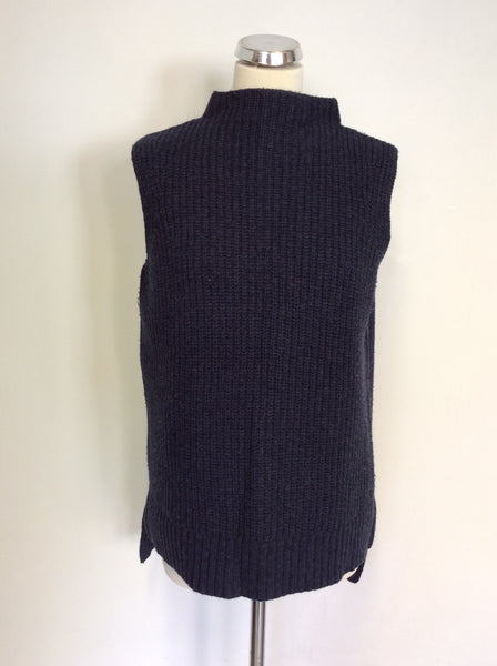 HOBBS DARK GREY CHUNKY KNIT SLEEVELESS JUMPER SIZE M