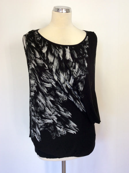 ISABEL DE PEDRO BLACK & WHITE PRINT DRAPED TOP SIZE 14