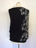 ISABEL DE PEDRO BLACK & WHITE PRINT DRAPED TOP SIZE 14