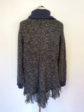 MARC AUREL GREY/BLUE WEAVE FRINGE TRIM JUMPER SIZE M