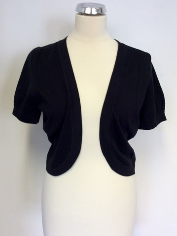 HOBBS BLACK SILK BLEND SHORT SLEEVE BOLERO CARDIGAN SIZE 14