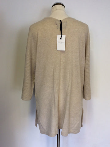 BRAND NEW COERCION BEIGE 100% CASHMERE V NECK JUMPER SIZE M