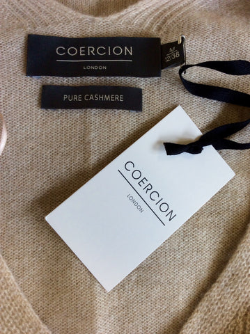 BRAND NEW COERCION BEIGE 100% CASHMERE V NECK JUMPER SIZE M