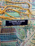 BRAND NEW KASHMIRI GREEN & GOLD SILK WRAP/SCARF