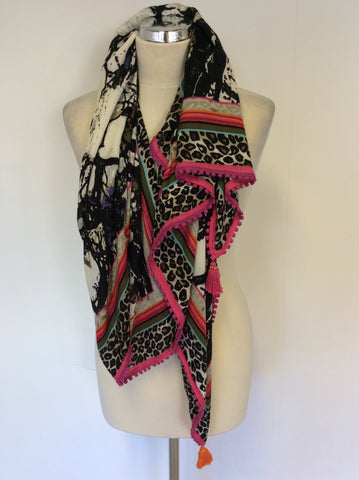 BRAND NEW HOT PINK & MULTI COLOURED PRINT WRAP/ SCARF