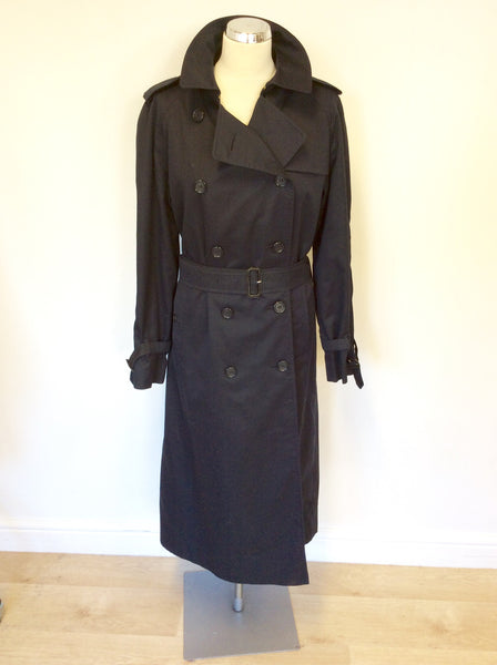 BURBERRY DARK BLUE CLASSIC TRENCH COAT/MAC SIZE 14 L
