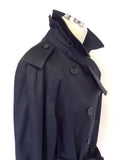 BURBERRY DARK BLUE CLASSIC TRENCH COAT/MAC SIZE 14 L